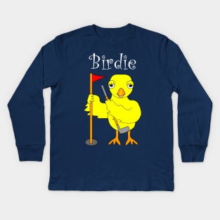 Birdie Golfing Chick White Text Kids Long Sleeve T-Shirt